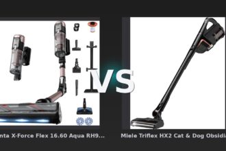 Vergleich: Rowenta X-Force Flex 16.60 Aqua RH9CD9 vs Miele Triflex HX2 Cat & Dog Obsidianschwarz - Rowenta X-Force Flex vs Miele Triflex HX2: Der KI-Audit