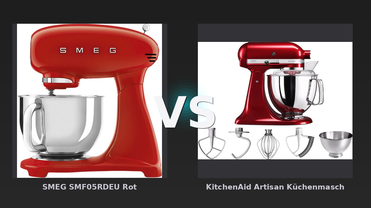 Vergleich: SMEG SMF05RDEU Rot vs KitchenAid Artisan Küchenmaschine 5KSM175PS Liebesapfelrot