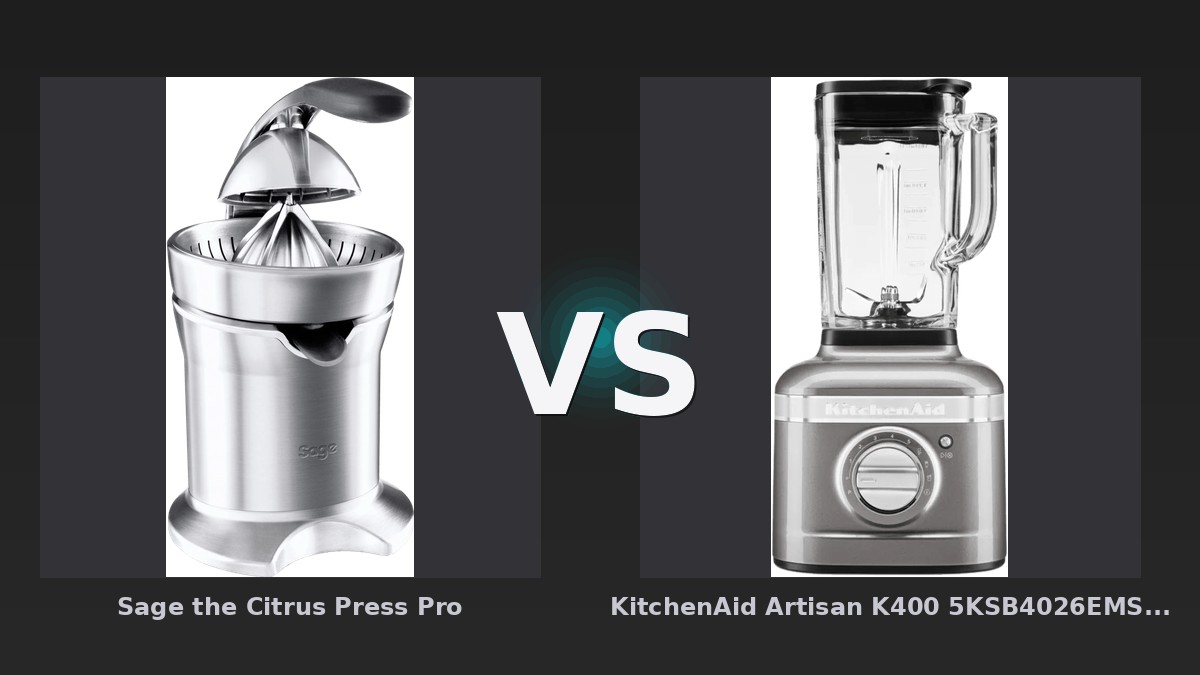 Vergleich: Sage the Citrus Press Pro vs KitchenAid Artisan K400 5KSB4026EMS Medaillon silber - Sage the Citrus vs KitchenAid Artisan K400: Der KI-Audit
