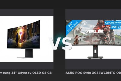 Vergleich: Samsung 34" Odyssey OLED G8 G85SD Ultra WQHD 175Hz Gaming Monitor, 34 Silber vs ASUS ROG Strix XG34WCDMTG QD-OLED Curved
