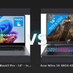 Vergleich: Samsung Galaxy Book5 Pro - 14" - Intel Core Ultra 7 - 16GB RAM/512GB SSD vs Acer Nitro 16 AN16-42-R880 - 16" - AMD Ryzen 7 - 16GB RAM/512GB SSD - RTX 4060 - Samsung Galaxy Book5 vs Acer Nitro 16: Der KI-Audit