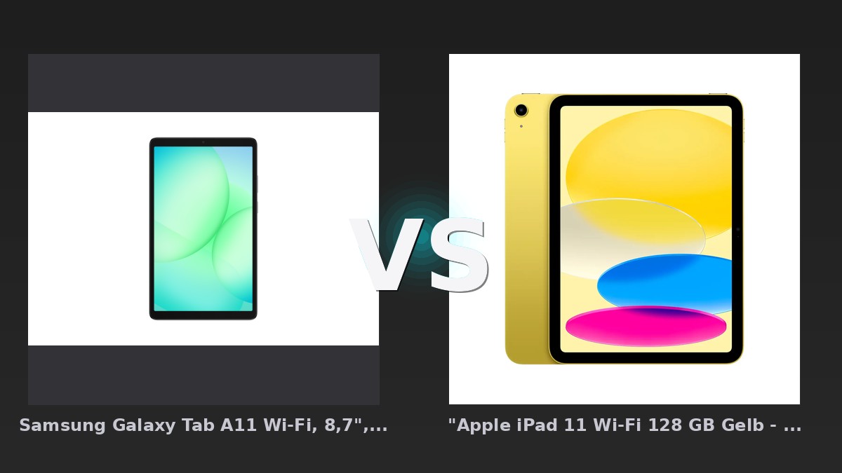 Vergleich: Samsung Galaxy Tab A11 Wi-Fi, 8,7", 128 GB Gray vs "Apple iPad 11 Wi-Fi 128 GB Gelb - 2025 (A16)" - Samsung Galaxy Tab A11 vs Apple iPad 11 (2025): Preiswerter Einstieg vs. Premium-Tablet
