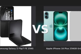 Vergleich: Samsung Galaxy Z Flip7 FE 256GB Schwarz 5G vs Apple iPhone 16 Plus 256GB Grün + BlueBuilt Panzerglas