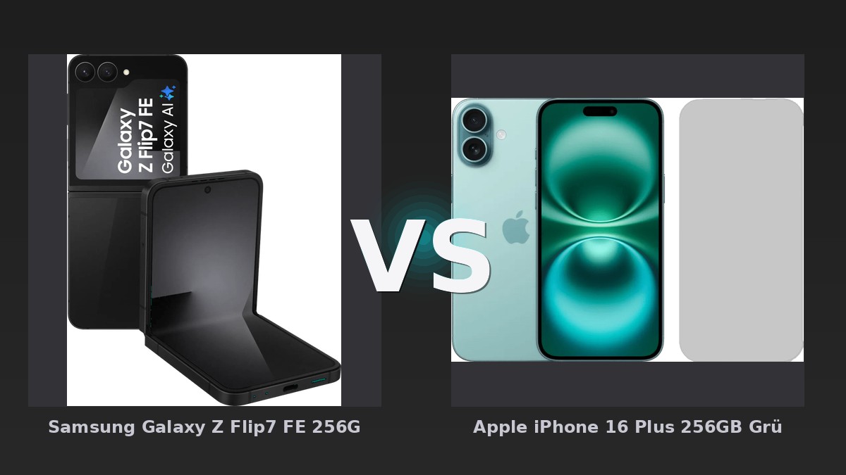 Vergleich: Samsung Galaxy Z Flip7 FE 256GB Schwarz 5G vs Apple iPhone 16 Plus 256GB Grün + BlueBuilt Panzerglas