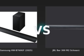 Vergleich: Samsung HW-B760GF (2025) vs JBL Bar 300 M2 Schwarz - Samsung HW-B760GF vs. JBL Bar 300 M2: Mittelklasse-Soundbars im direkten Vergleich