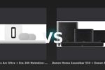 Vergleich: Sonos Arc Ultra + Era 300 Heimkino-Set Weiß vs Denon Home Soundbar 550 + Denon Home 250 Doppelpack Schwarz + Denon Home Subwoofer - Sonos Arc Ultra + Era 300 vs. Denon Home Soundbar 550 & Home 250 & Subwoofer: Heimkino-Syste
