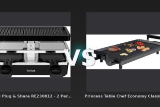 Vergleich: Tefal Plug & Share RE230812 - 2 Personen vs Princess Table Chef Economy Classic 43 x 23 cm - Tefal Plug & Share RE230812 vs Princess Table Chef Economy Classic 43x23 cm - Kompaktgrill Vergl