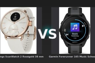 Vergleich: Withings ScanWatch 2 Roségold 38 mm vs Garmin Forerunner 165 Music Schwarz/Grau - Withings ScanWatch 2 vs Garmin Forerunner 165 Music: Gesundheits-Hybrid trifft auf Sport-Smartwatch