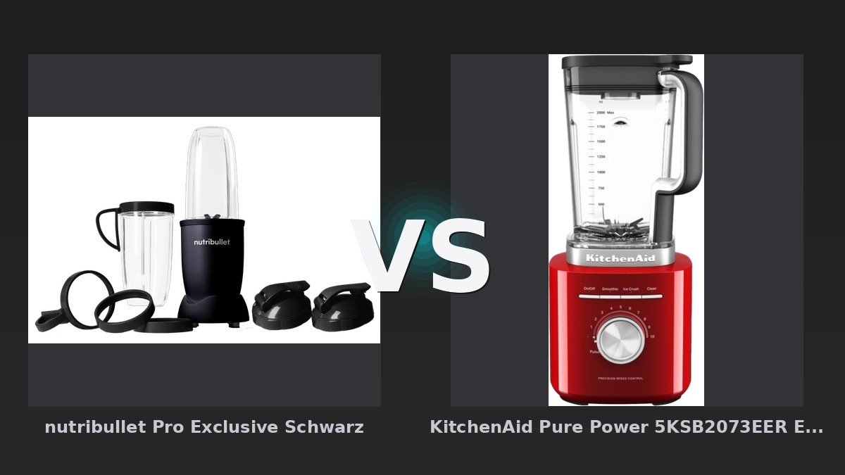 Vergleich: nutribullet Pro Exclusive Schwarz vs KitchenAid Pure Power 5KSB2073EER Empire Rot - NutriBullet Pro vs. KitchenAid Pure Power: Der kleine Smoothie-Macher gegen die Küchen-Kraftmaschine