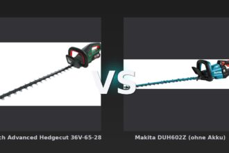 Vergleich: Bosch Advanced Hedgecut 36V-65-28 vs Makita DUH602Z (ohne Akku) - Bosch Advanced HedgeCut 36V-65-28 vs. Makita DUH602Z: Zwei Akku-Heckenscheren im Vergleich