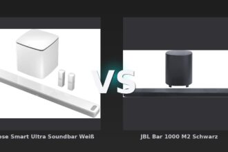 Vergleich: Bose Smart Ultra Soundbar Weiß vs JBL Bar 1000 M2 Schwarz - Bose Smart Ultra Soundbar vs JBL Bar 1000 M2: Klanggewaltiger Heimkino-Sound trifft auf smarte Kompa