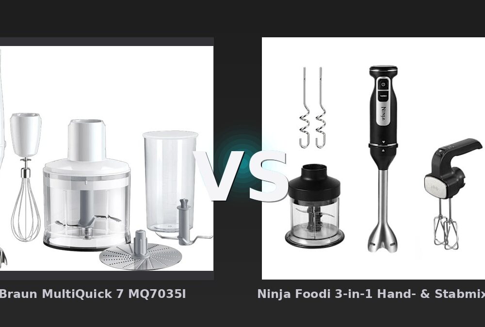 Vergleich: Braun MultiQuick 7 MQ7035I vs Ninja Foodi 3-in-1 Hand- & Stabmixer Set | CI100EU | von SharkNinja - Braun MultiQuick 7 MQ7035I vs Ninja Foodi 3-in-1 CI100EU: Welcher Stabmixer bietet mehr Wert?