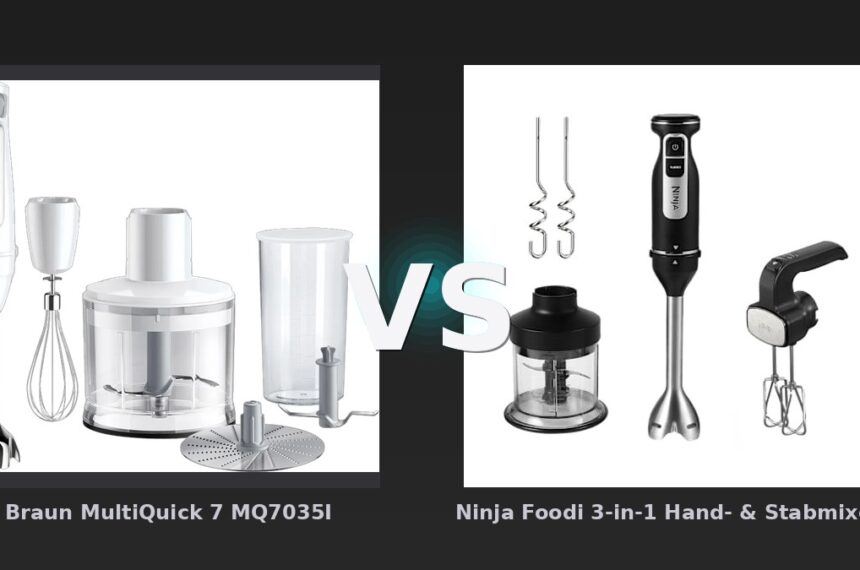 Vergleich: Braun MultiQuick 7 MQ7035I vs Ninja Foodi 3-in-1 Hand- & Stabmixer Set | CI100EU | von SharkNinja - Braun MultiQuick 7 MQ7035I vs Ninja Foodi 3-in-1 CI100EU: Welcher Stabmixer bietet mehr Wert?