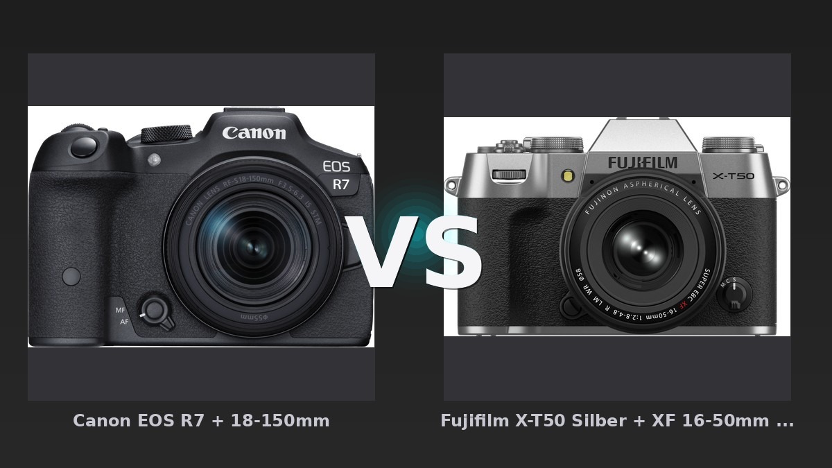 Vergleich: Canon EOS R7 + 18-150mm vs Fujifilm X-T50 Silber + XF 16-50mm f/2.8-4.8 R LM WR - Canon EOS R7 vs. Fujifilm X-T50: Kit-Kampf der APS-C Königinnen