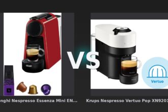 Vergleich: De'Longhi Nespresso Essenza Mini EN85.R vs Krups Nespresso Vertuo Pop XN9201 Coconut White - De'Longhi Nespresso Essenza Mini vs Krups Nespresso Vertuo Pop: Der Kapsel-Kampf