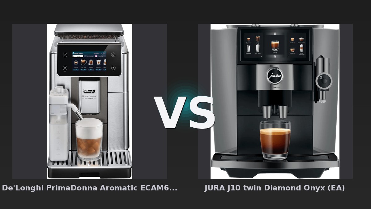 Vergleich: De'Longhi PrimaDonna Aromatic ECAM630.75.TM vs JURA J10 twin Diamond Onyx (EA) - De'Longhi PrimaDonna Aromatic vs. JURA J10 twin: Duell der High-End-Vollautomaten