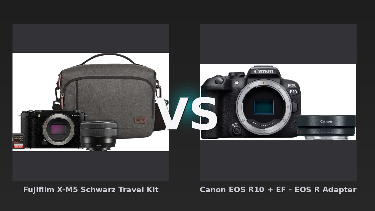 Vergleich: Fujifilm X-M5 Schwarz Travel Kit vs Canon EOS R10 + EF - EOS R Adapter - Fujifilm X-M5 vs Canon EOS R10: Zwei spiegellose Einsteigerkameras im Vergleich