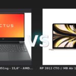 Vergleich: HP Victus 15-fb3051ng - 15,6" - AMD Ryzen 5 - 16GB RAM/1TB SSD - RTX 5050 vs RP 2012 CTO // MB Air 13.6'' - M2 8-Core - 8-Core GPU - 8 GB - 512GB SSD - Polarstern // 2 - HP Victus 15 vs MacBook Air M2: Gaming-Notebook trifft Ultraleicht-Laptop – Wer macht das Rennen?