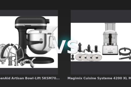 Vergleich: KitchenAid Artisan Bowl-Lift 5KSM70SHXEBK Gusseisen-Schwarz vs Magimix Cuisine Systeme 4200 XL Matt Chrom - KitchenAid Artisan Bowl-Lift vs. Magimix Cuisine Systeme 4200 XL – Leistung trifft auf Tradition
