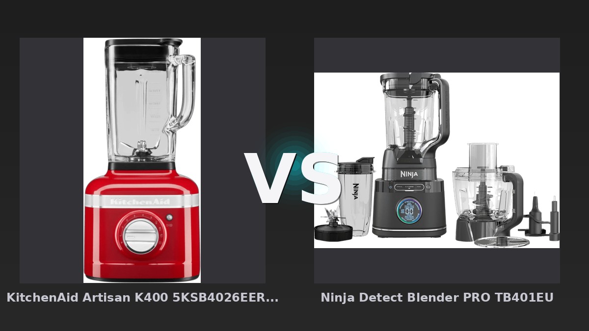 Vergleich: KitchenAid Artisan K400 5KSB4026EER Empire Rot vs Ninja Detect Blender PRO TB401EU - KitchenAid Artisan K400 vs Ninja Detect Blender PRO: Kraftprotz trifft auf Design-Klassiker