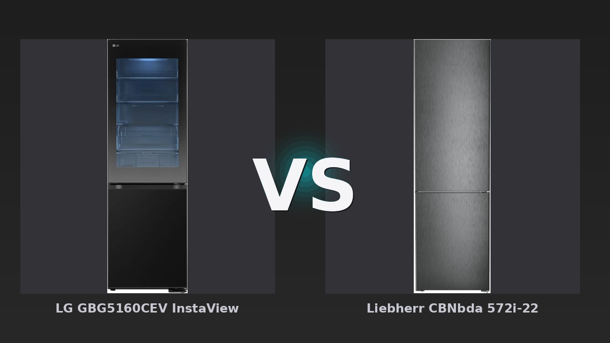 Vergleich: LG GBG5160CEV InstaView vs Liebherr CBNbda 572i-22 - LG InstaView vs. Liebherr CBNbda – Großer Kühlschrank-Vergleich: Preiswertes Design oder effiziente