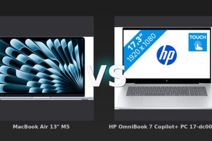 Vergleich: MacBook Air 13" M5 vs HP OmniBook 7 Copilot+ PC 17-dc0075ng - 17,3" - Intel Core Ultra 7 - 32GB RAM/1TB SSD - MacBook Air M5 vs. HP OmniBook 7: Leicht und effizient trifft auf großen Bildschirm und viel RAM
