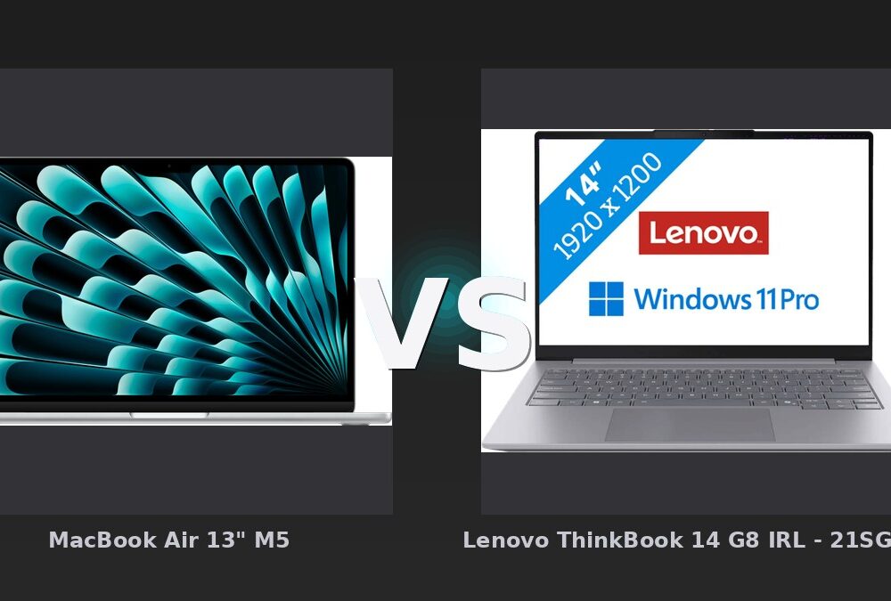 Vergleich: MacBook Air 13" M5 vs Lenovo ThinkBook 14 G8 IRL - 21SG00HLMH QWERTY [Englische Tastatur] - MacBook Air 13" M5 vs Lenovo ThinkBook 14 G8: Der leichte und langlebige Sieger