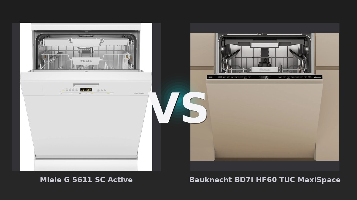 Vergleich: Miele G 5611 SC Active vs Bauknecht BD7I HF60 TUC MaxiSpace - Bauknecht BD7I HF60 TUC MaxiSpace vs. Miele G 5611 SC Active: Der leise Sieger im Geschirrspüler-Ver