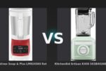 Vergleich: Moulinex Soup & Plus LM924500 Rot vs KitchenAid Artisan K400 5KSB4026EPT Pistazie - Moulinex Soup & Plus vs KitchenAid Artisan K400: Der Mixer mit Kochfunktion fordert die Design-I