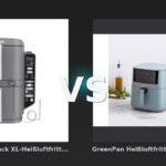 Vergleich: Ninja Double Stack XL-Heißluftfritteuse mit 2 Schubladen und Smart Cook System 9,5 L – in Schwarz | vs GreenPan Heißluftfritteuse "Bistro" 1 Korb 7,2 l, blau - Ninja Double Stack XL vs. GreenPan Bistro – Zwei-Schubladen-Kraftpaket trifft auf klassischen Einzel