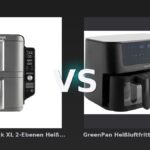 Vergleich: Ninja Double Stack XL 2-Ebenen Heißluftfritteuse 9,5 L in Grau | SL400EU | von SharkNinja vs GreenPan Heißluftfritteuse "Bistro" 2 Körbe á 4 l, schwarz - Ninja Double Stack XL vs GreenPan Bistro – Doppelkorb-Airfryer unter der Lupe