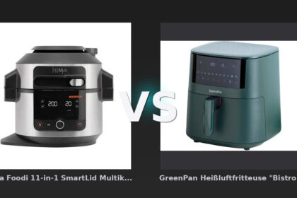 Vergleich: Ninja Foodi 11-in-1 SmartLid Multikocher | OL550EU | von SharkNinja vs GreenPan Heißluftfritteuse "Bistro" 1 Korb 7,2 l, grün - Ninja Foodi 11-in-1 vs. GreenPan Bistro: Multikocher-Allrounder gegen reine Heißluftfritteuse