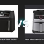 Vergleich: Ninja Foodi 4-in-1 Dual Zone Heißluftfritteuse 7,6 L | AF200EU | von SharkNinja vs Tefal Heißluftfritteuse "Easy Fry Smart & Silence EY572D", silber/schwarz - Ninja Foodi 4-in-1 Dual Zone vs Tefal Easy Fry Smart & Silence: Der Heißluftfritteusen-Vergleich