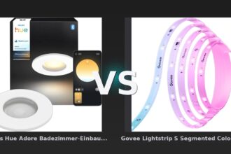 Vergleich: Philips Hue Adore Badezimmer-Einbaustrahler White Ambiance Weiß vs Govee Lightstrip S Segmented Colour Control 10 Meter - Philips Hue Adore vs. Govee Lightstrip S: Smarte Beleuchtung für verschiedene Einsatzzwecke