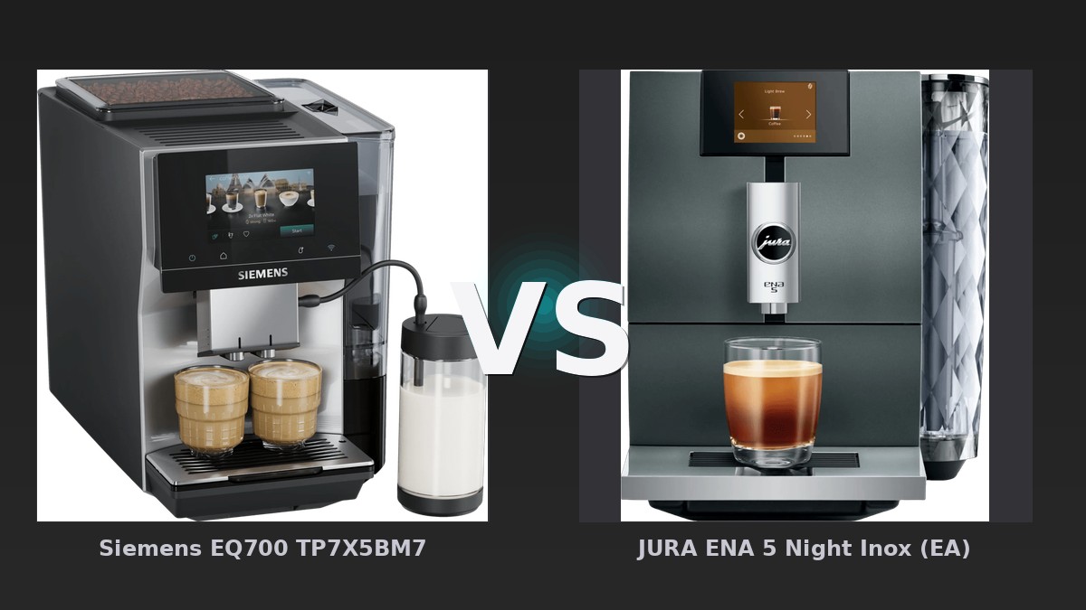 Vergleich: Siemens EQ700 TP7X5BM7 vs JURA ENA 5 Night Inox (EA) - Siemens EQ700 vs. JURA ENA 5: Vollautomat im Duell – Komfort trifft auf Kompaktheit