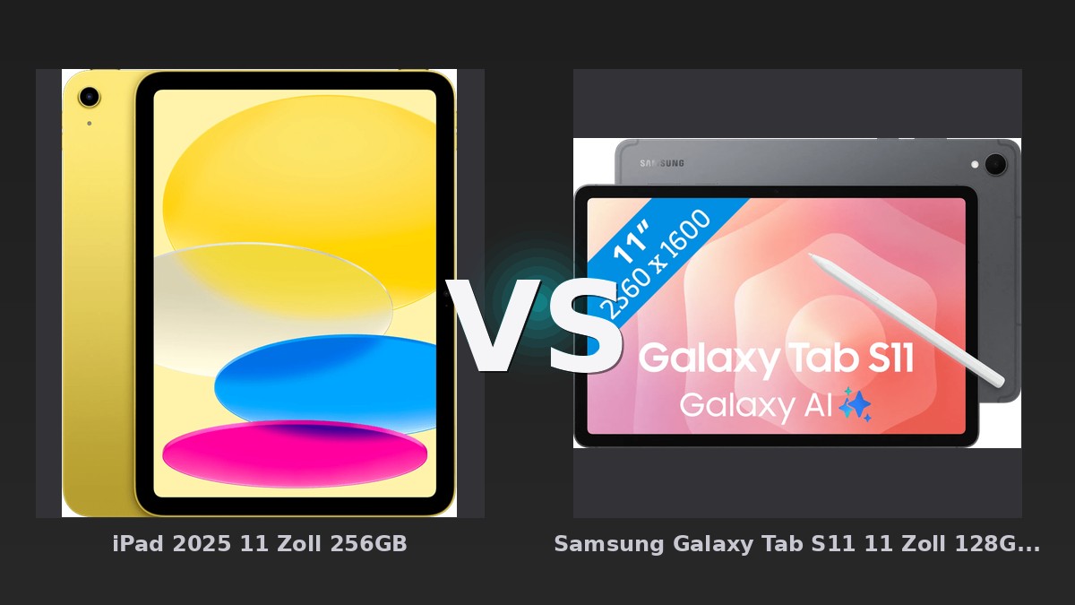 Vergleich: iPad 2025 11 Zoll 256GB vs Samsung Galaxy Tab S11 11 Zoll 128GB Wi-Fi Grau - iPad 2025 vs Samsung Galaxy Tab S11: Zwei Tablets im Preisduell