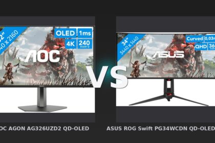 Vergleich: AOC AGON AG326UZD2 QD-OLED vs ASUS ROG Swift PG34WCDN QD-OLED Curved - QD-OLED Duell: AOC AGON AG326UZD2 vs. ASUS ROG Swift PG34WCDN – Preis-Leistungs-Kracher oder Premium