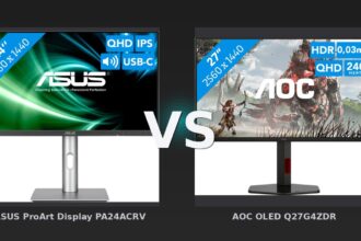 Vergleich: ASUS ProArt Display PA24ACRV vs AOC OLED Q27G4ZDR - ASUS ProArt PA24ACRV vs AOC OLED Q27G4ZDR: Profi-Monitor trifft auf Gaming-OLED