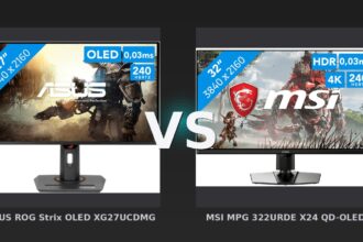 Vergleich: ASUS ROG Strix OLED XG27UCDMG vs MSI MPG 322URDE X24 QD-OLED - ASUS ROG Strix OLED XG27UCDMG vs. MSI MPG 322URDE X24 QD-OLED – 4K-OLED-Duell der Giganten