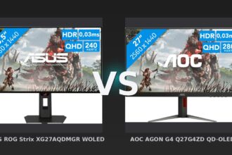 Vergleich: ASUS ROG Strix XG27AQDMGR WOLED vs AOC AGON G4 Q27G4ZD QD-OLED - ASUS ROG Strix XG27AQDMGR vs. AOC AGON G4 Q27G4ZD: WOLED trifft auf QD-OLED – wer liefert das besser