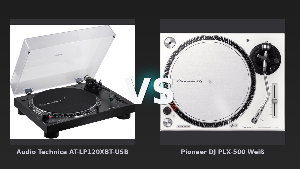 Vergleich: Audio Technica AT-LP120XBT-USB vs Pioneer DJ PLX-500 Weiß - Bluetooth vs. Klassik: Audio Technica AT-LP120XBT-USB gegen Pioneer DJ PLX-500 im Plattenspieler-Ver