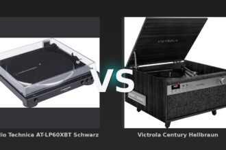 Vergleich: Audio Technica AT-LP60XBT Schwarz vs Victrola Century Hellbraun - Audio-Technica AT-LP60XBT vs. Victrola Century: Bluetooth-Plattenspieler im Vergleich – Klassiker tr