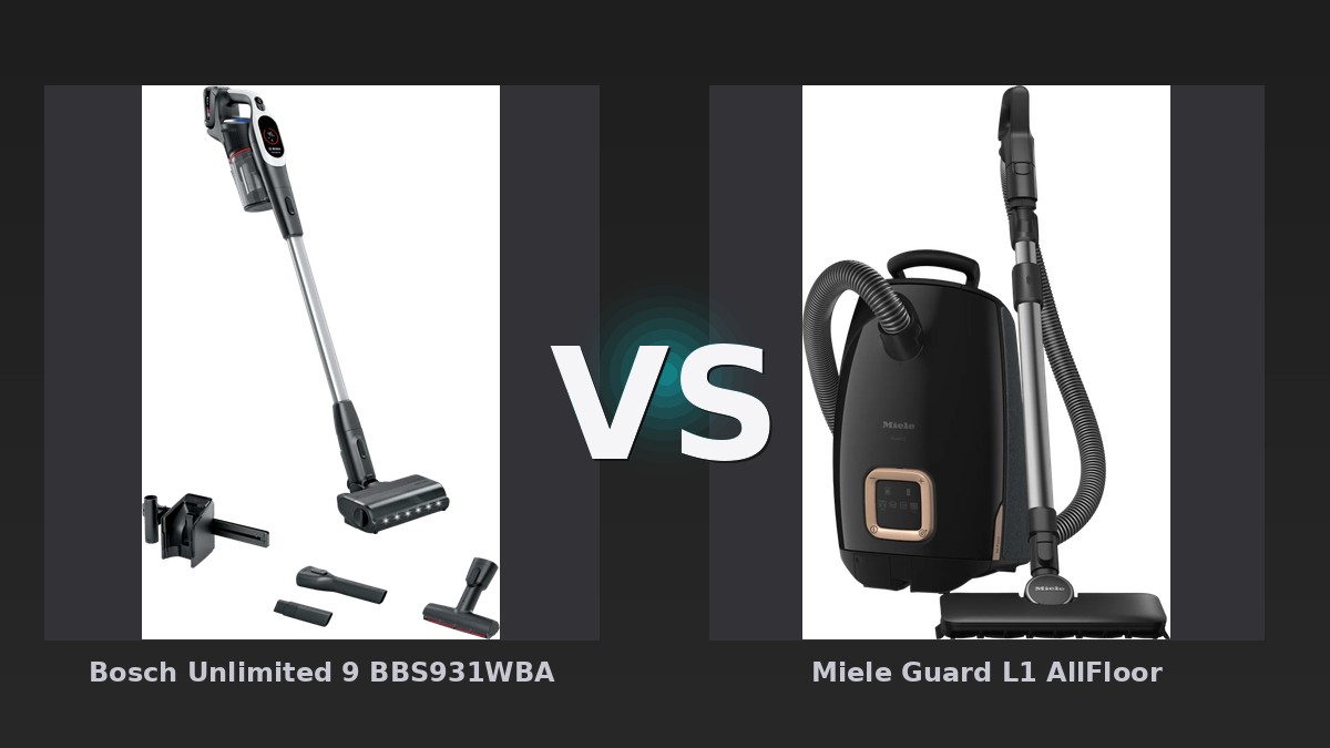 Vergleich: Bosch Unlimited 9 BBS931WBA vs Miele Guard L1 AllFloor - Bosch Unlimited 9 vs Miele Guard L1: Kabellose Staubsauger im Vergleich