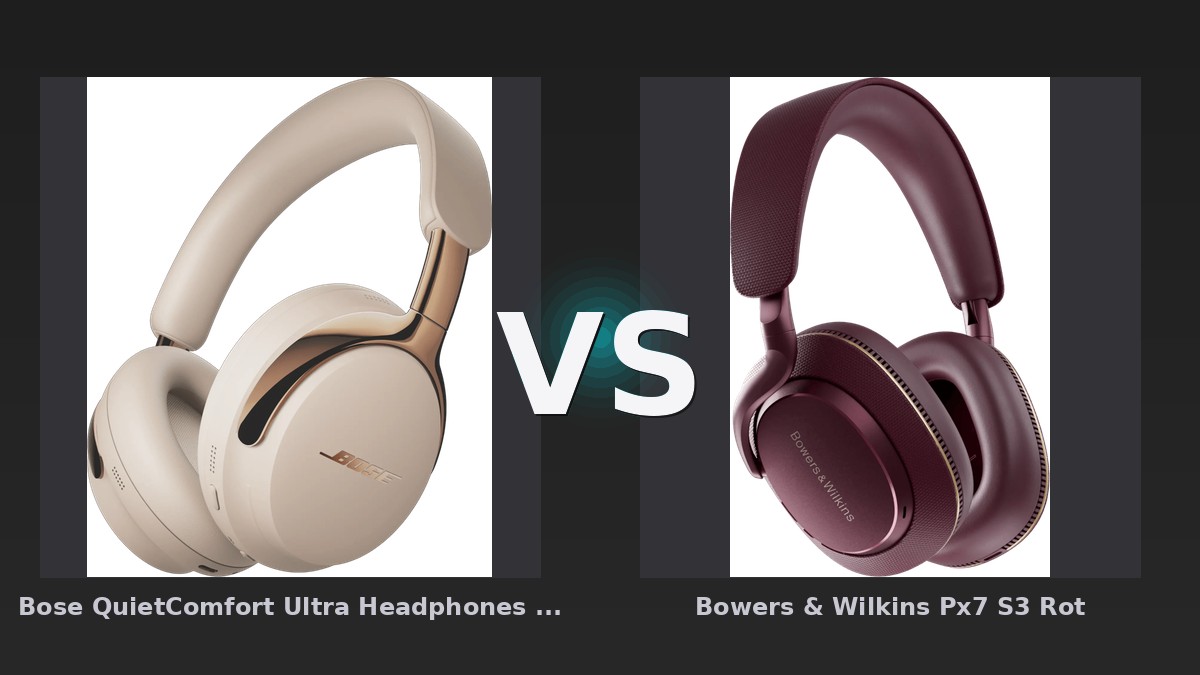 Vergleich: Bose QuietComfort Ultra Headphones (2. Gen) Creme vs Bowers & Wilkins Px7 S3 Rot - Bose QuietComfort Ultra vs. Bowers & Wilkins Px7 S3: Der ANC-Kampf der Premium-Kopfhoerer