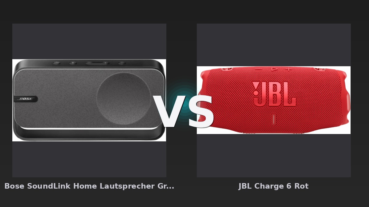 Vergleich: Bose SoundLink Home Lautsprecher Grau vs JBL Charge 6 Rot - Bose SoundLink Home vs JBL Charge 6: Eleganter Klang trifft auf Outdoor-Allrounder