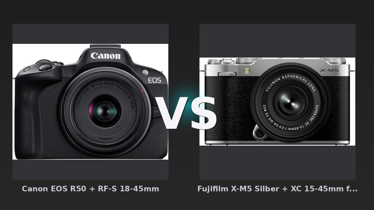 Vergleich: Canon EOS R50 + RF-S 18-45mm vs Fujifilm X-M5 Silber + XC 15-45mm f/3.5-5.6 OIS PZ - Canon EOS R50 vs. Fujifilm X-M5: Der Sucher entscheidet