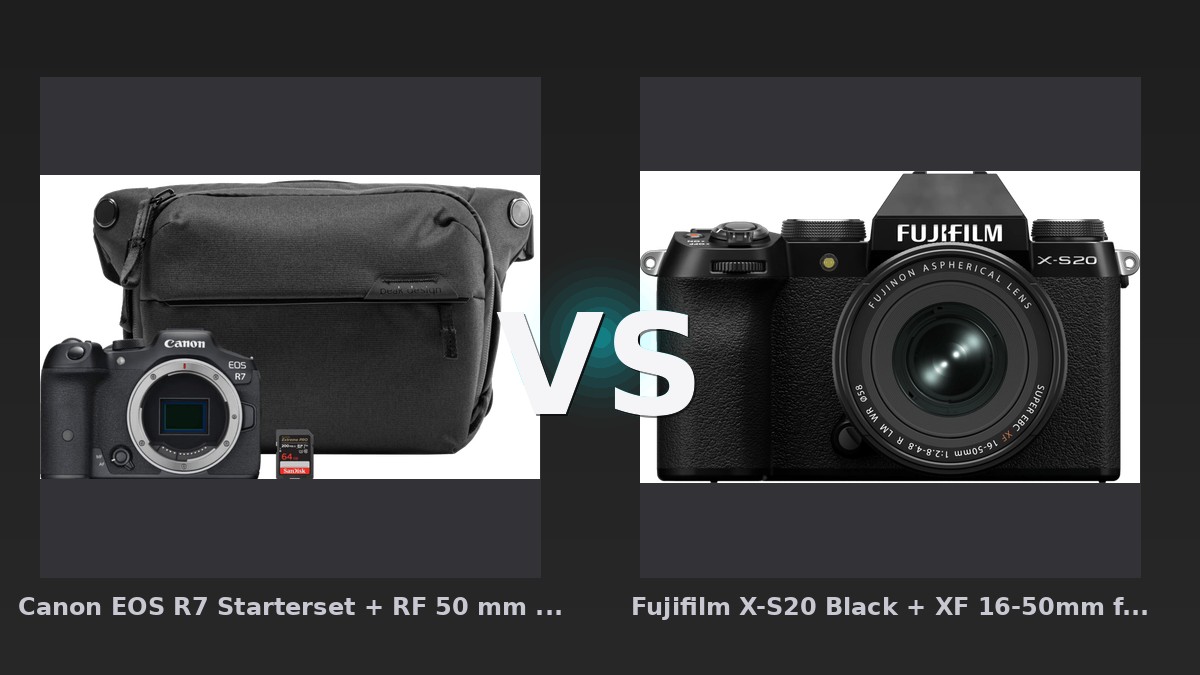 Vergleich: Canon EOS R7 Starterset + RF 50 mm f/1.8 STM vs Fujifilm X-S20 Black + XF 16-50mm f/2.8-4.8 R LM WR - Canon EOS R7 vs. Fujifilm X-S20: Zwei APS-C-Allrounder im Vergleich