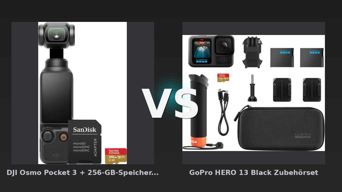 Vergleich: DJI Osmo Pocket 3 + 256-GB-Speicherkarte vs GoPro HERO 13 Black Zubehörset - DJI Osmo Pocket 3 vs GoPro HERO 13: Gimbal-Stabilisierung trifft auf Action-Power
