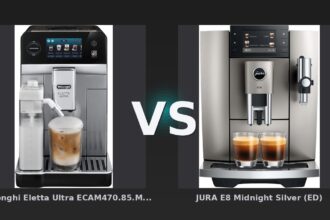 Vergleich: De'Longhi Eletta Ultra ECAM470.85.MB vs JURA E8 Midnight Silver (ED) - De'Longhi Eletta Ultra vs. JURA E8: Zwei Vollautomaten im Detailvergleich