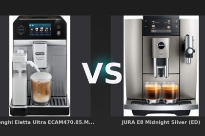 Vergleich: De'Longhi Eletta Ultra ECAM470.85.MB vs JURA E8 Midnight Silver (ED) - De'Longhi Eletta Ultra vs. JURA E8: Zwei Vollautomaten im Detailvergleich